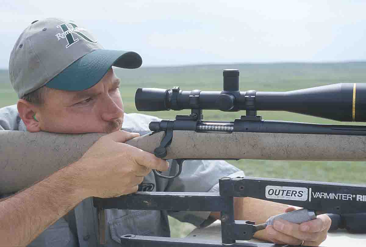 Remington’s Eddie Stevenson gives a XR-100 Rangemaster .204 Ruger a workout on prairie dogs. This rifle is topped with a Leupold VX-III 6.5-20x scope, a great combination.